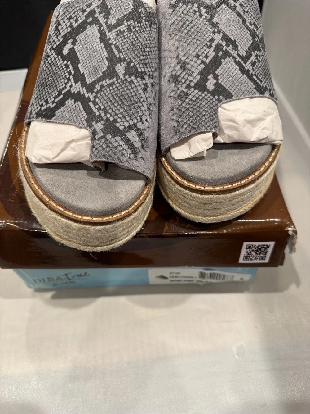 Diba True Gray Demi  Chase Snake-Print Platform Slide